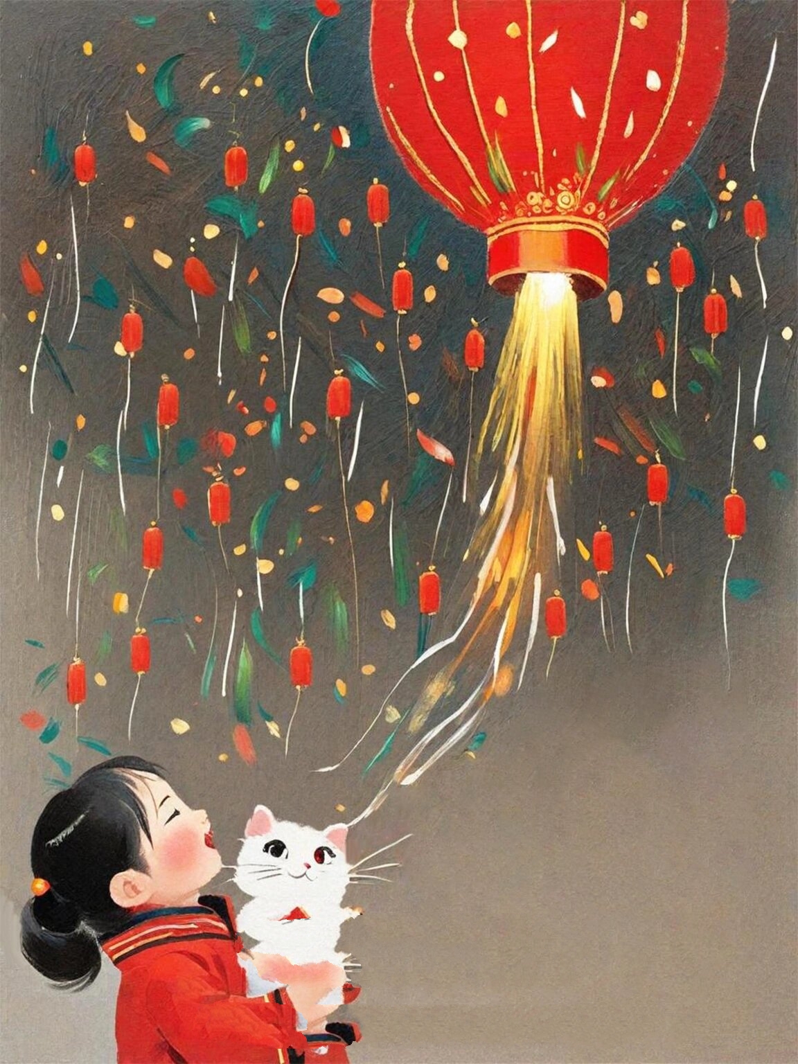 年味|春节插画 长大了,也可以像小时候一样放鞭炮!