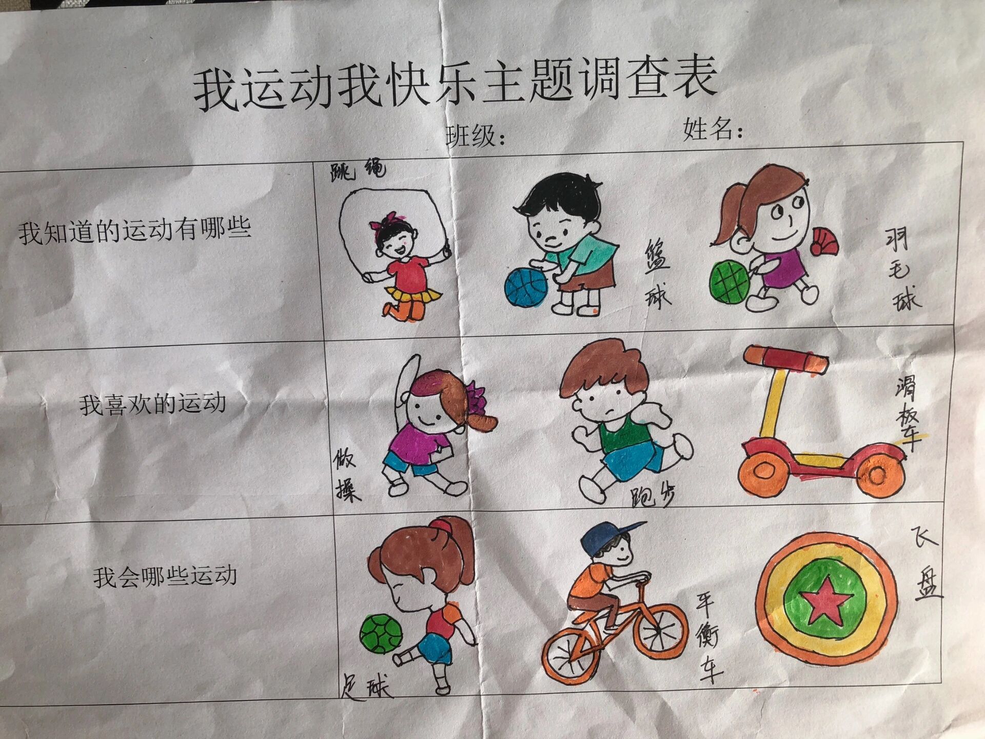 我运动我快乐简笔画