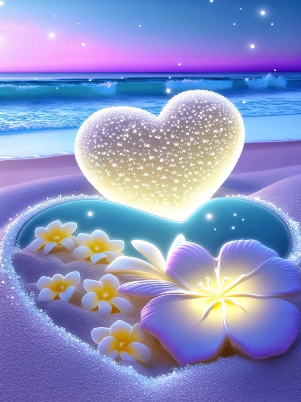 荧光爱心沙滩
