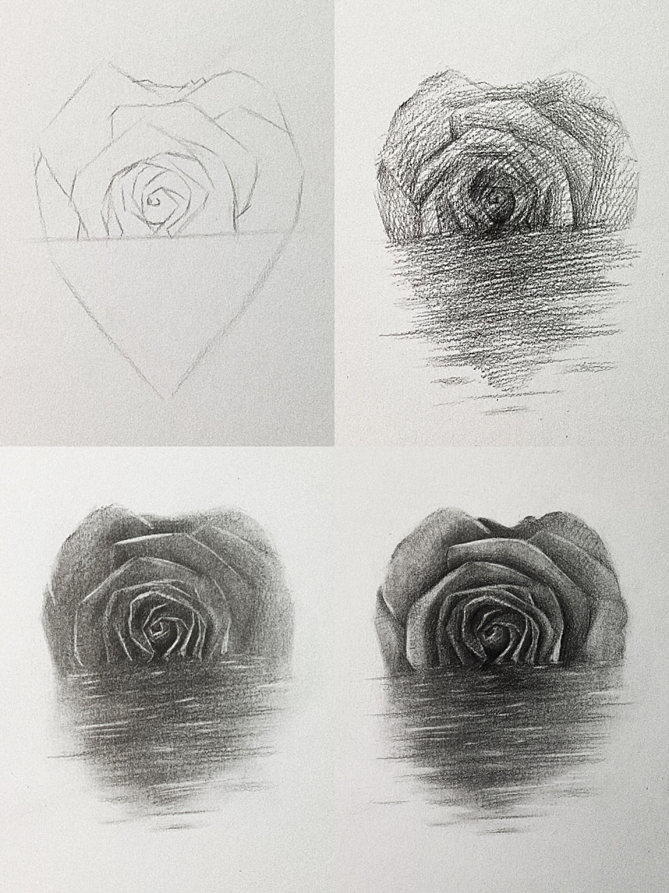素描 | 爱心玫瑰 超详细步骤图 坠入爱河 愿有情人终成眷属