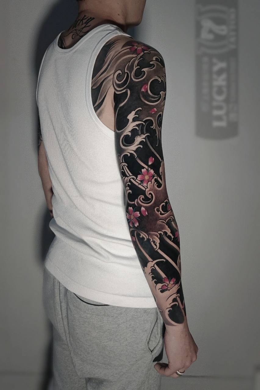 上海纹身|樱花包臂(修改/遮盖) 浪里个浪 98 焕然一新94老传统