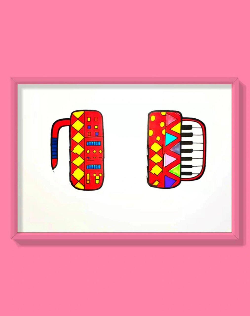 创意画《美妙的手风琴》    适合6-8 1观察手风琴的构造,用折纸的方法