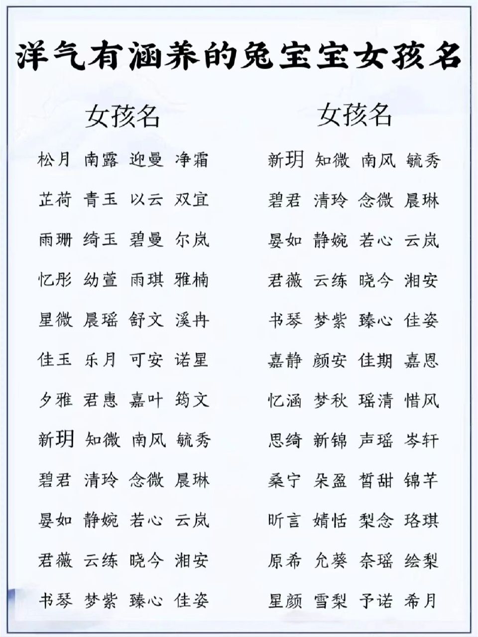 洋气有涵养的兔宝宝女孩名|女孩取名 2月宝宝起名改名97 女宝宝起名