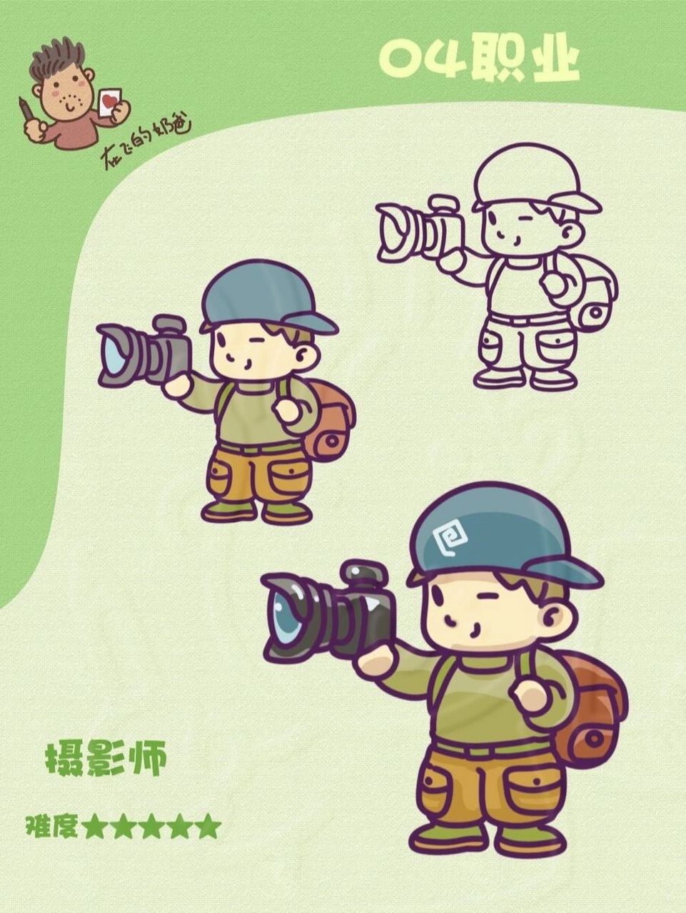 摄影师 简笔画 摄影形象插画分享 #育儿# #幼教资源分享# #职业人物简
