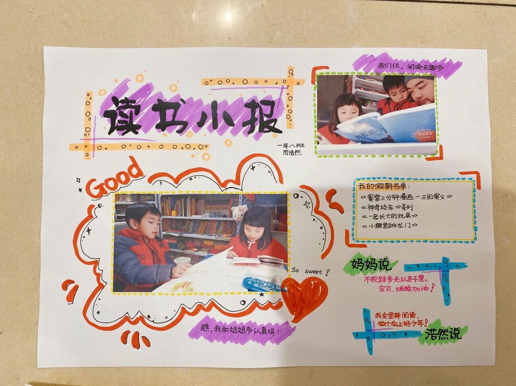 一年级寒假作业 | 读书小报 | 亲子阅读卡 每次做素质作业老母亲都要