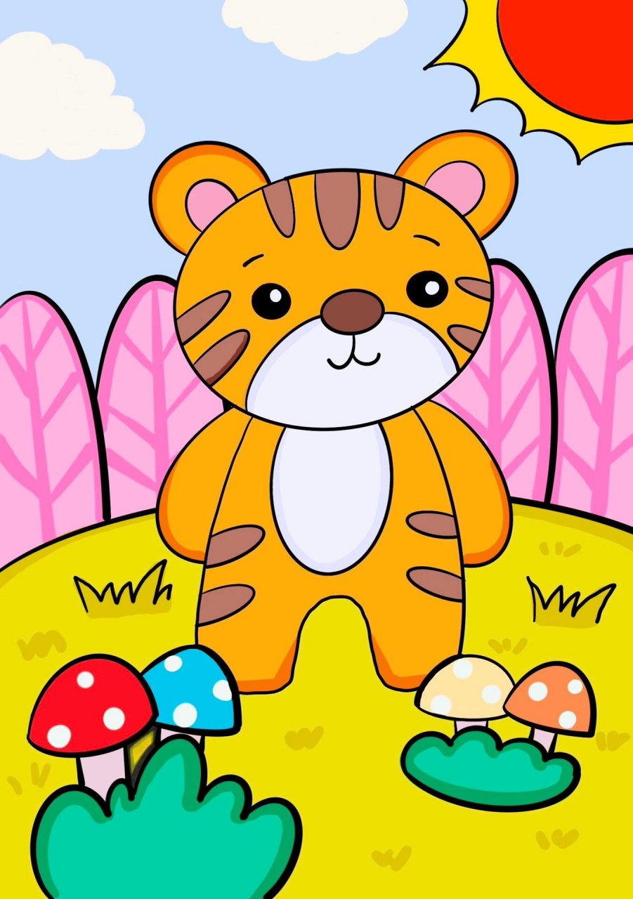 🐯老虎儿童画 简笔画 可爱的小老虎