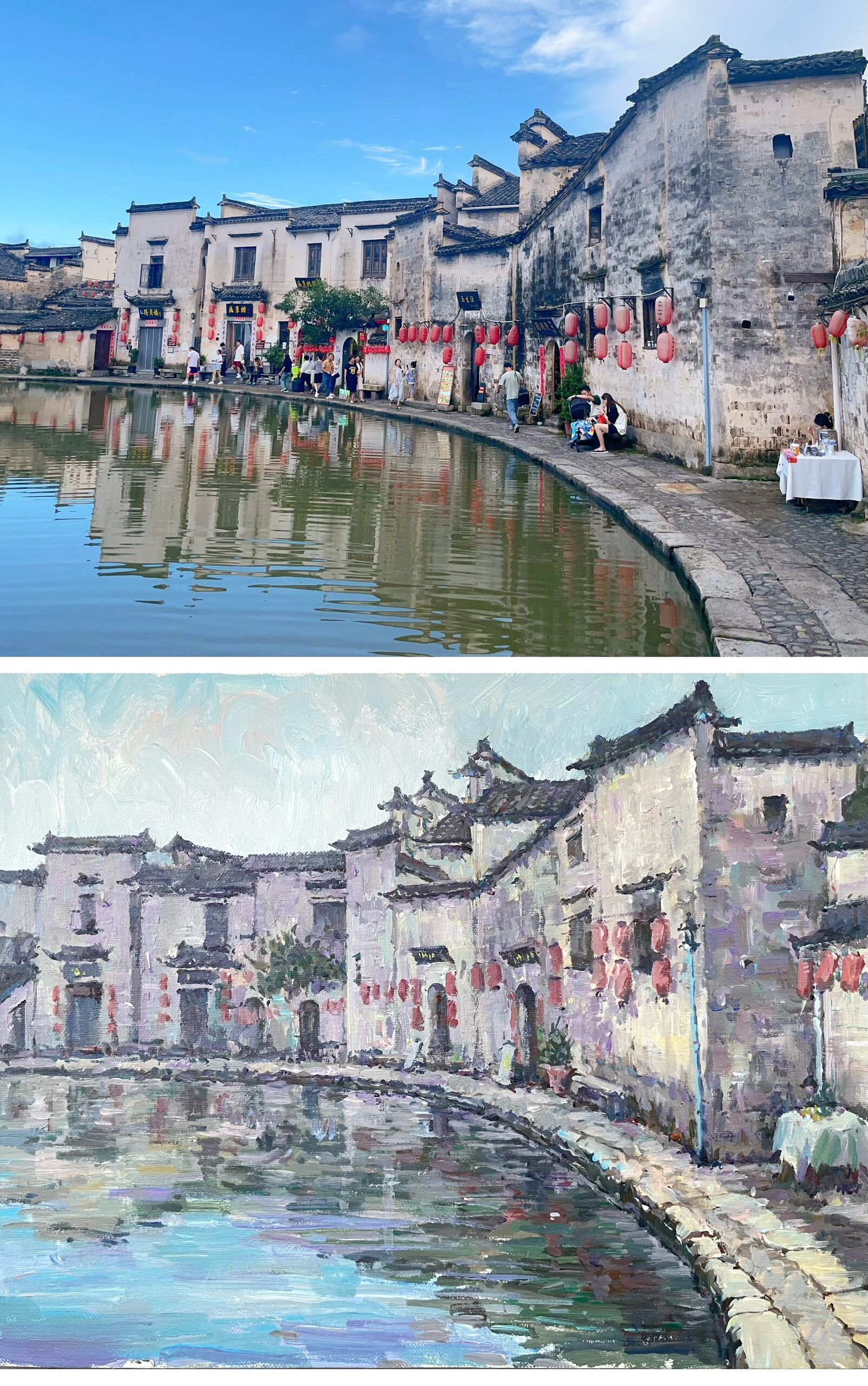 宏村的代表地 月沼 来写生 第一张作品