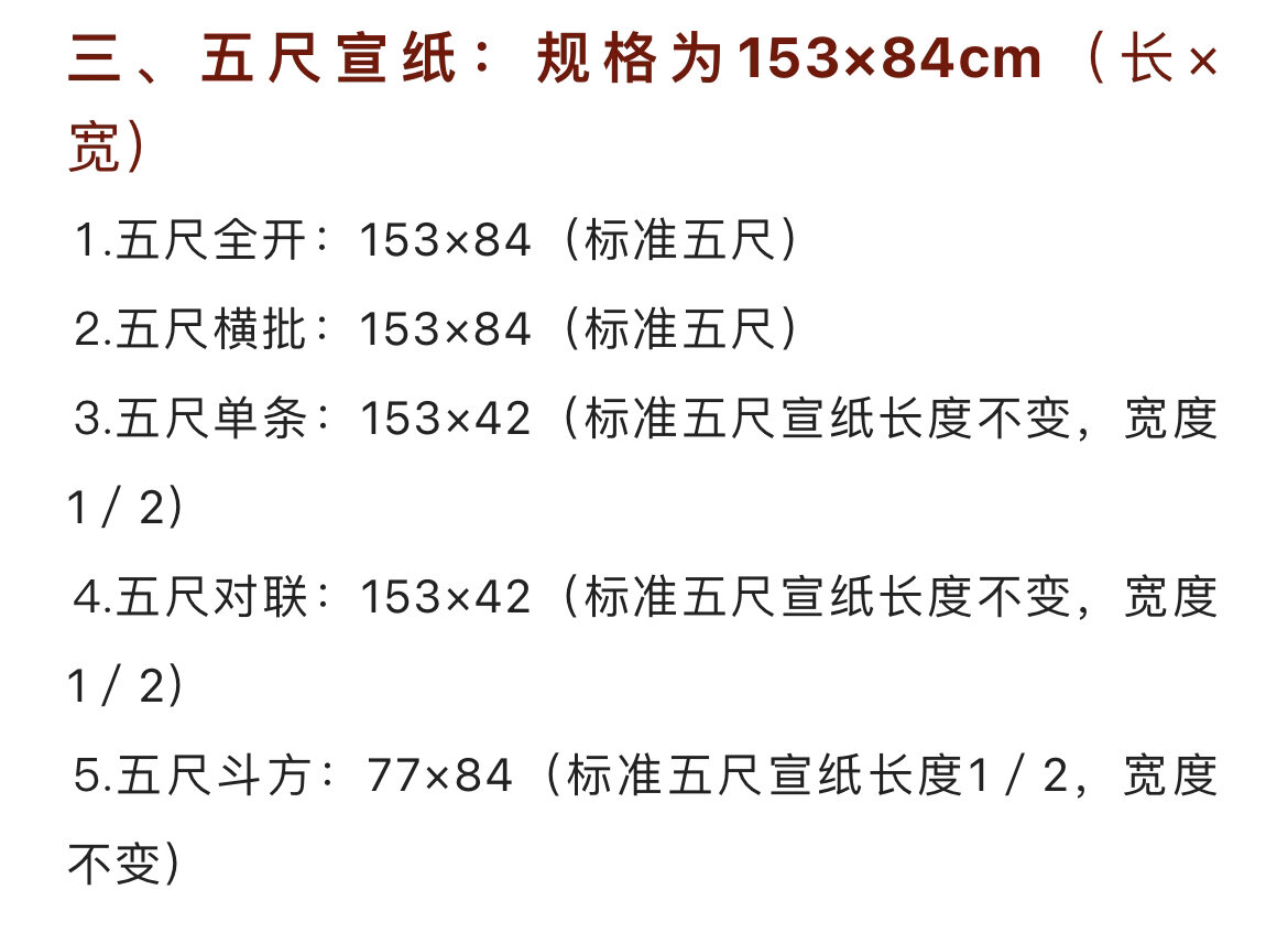 宣纸尺寸大全·背不下来就收藏起来·老09