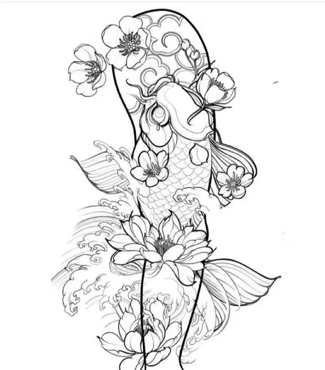 花腿线条纹身手稿 西安纹身 可设计