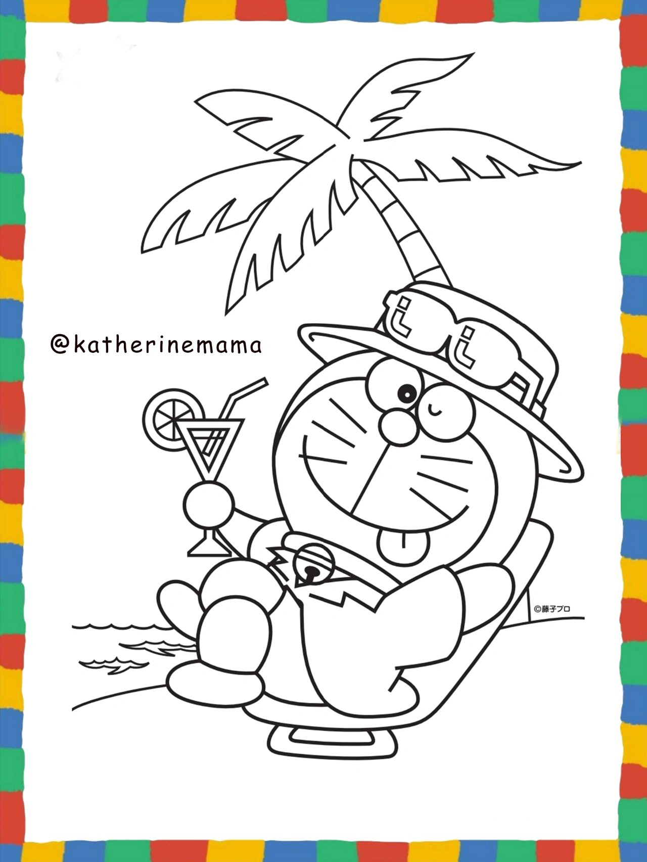 幼儿园超可爱涂色素材|哆啦a梦机器猫涂色卡