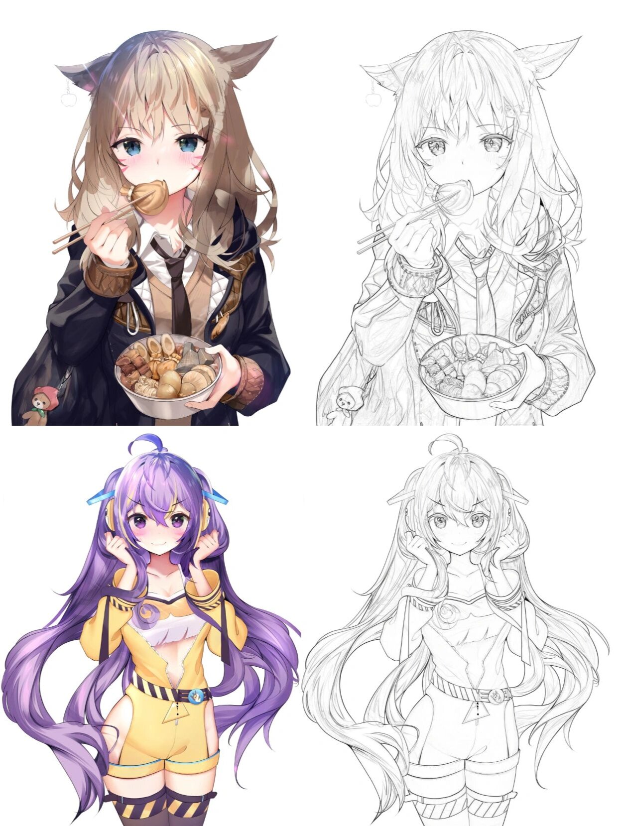 适合初学者临摹的动漫线稿,线稿合集!