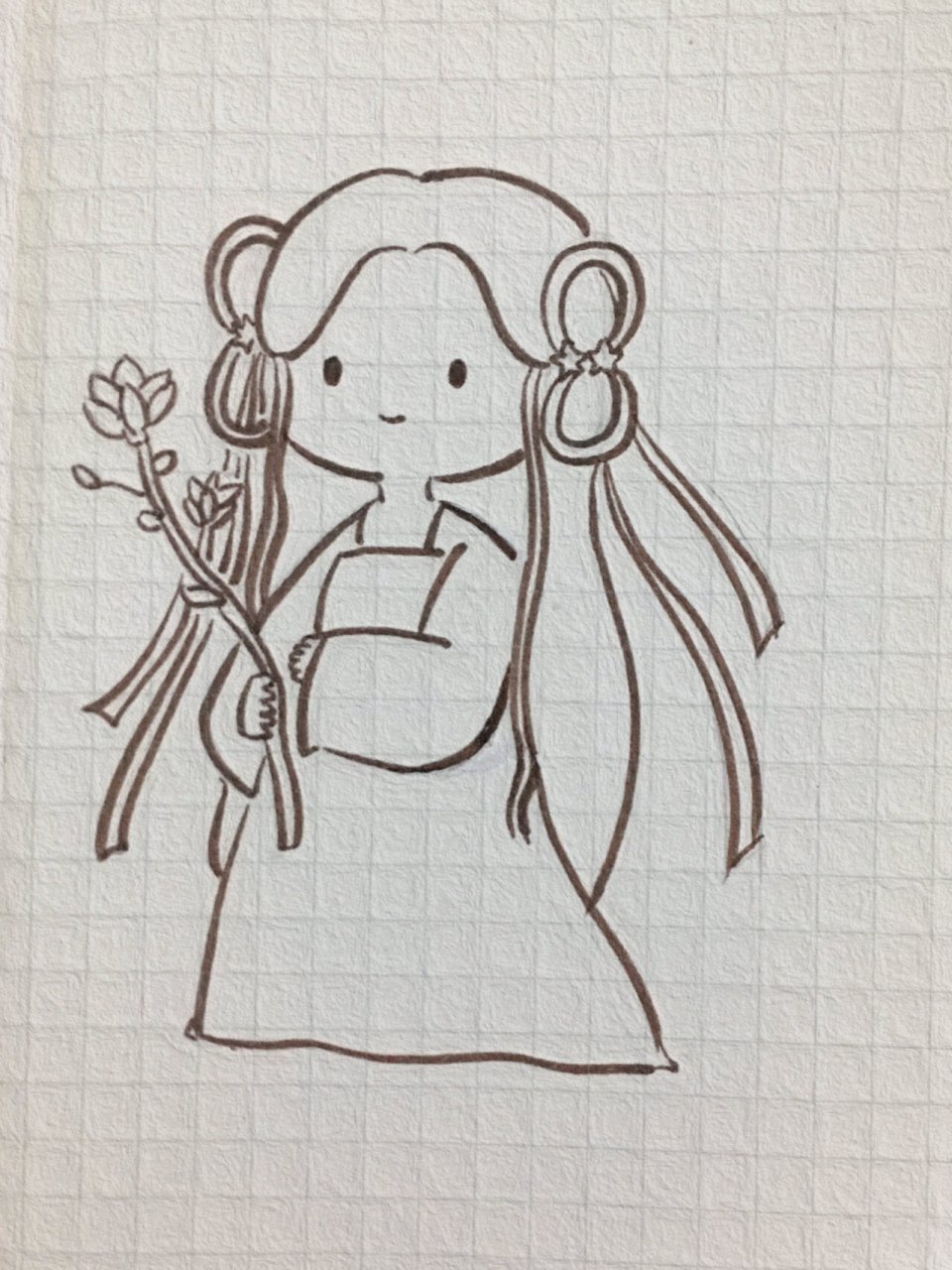 可爱简笔画 古风小姐姐//附线稿 临摹阿虾 萌系马克笔人物 太可爱啦
