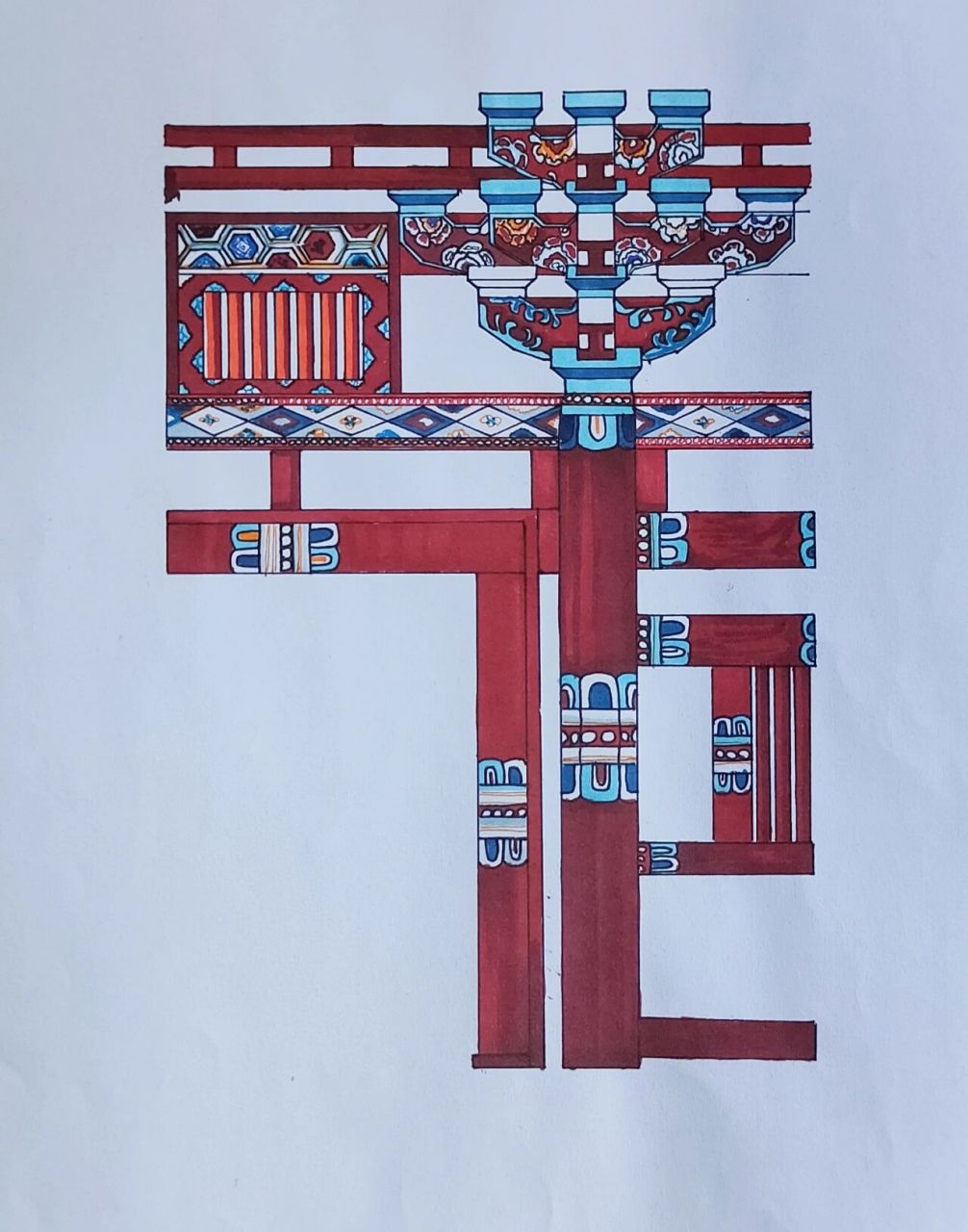 【传统纹样】手绘中国古代建筑传统纹样 花了好几个星期画完的中国