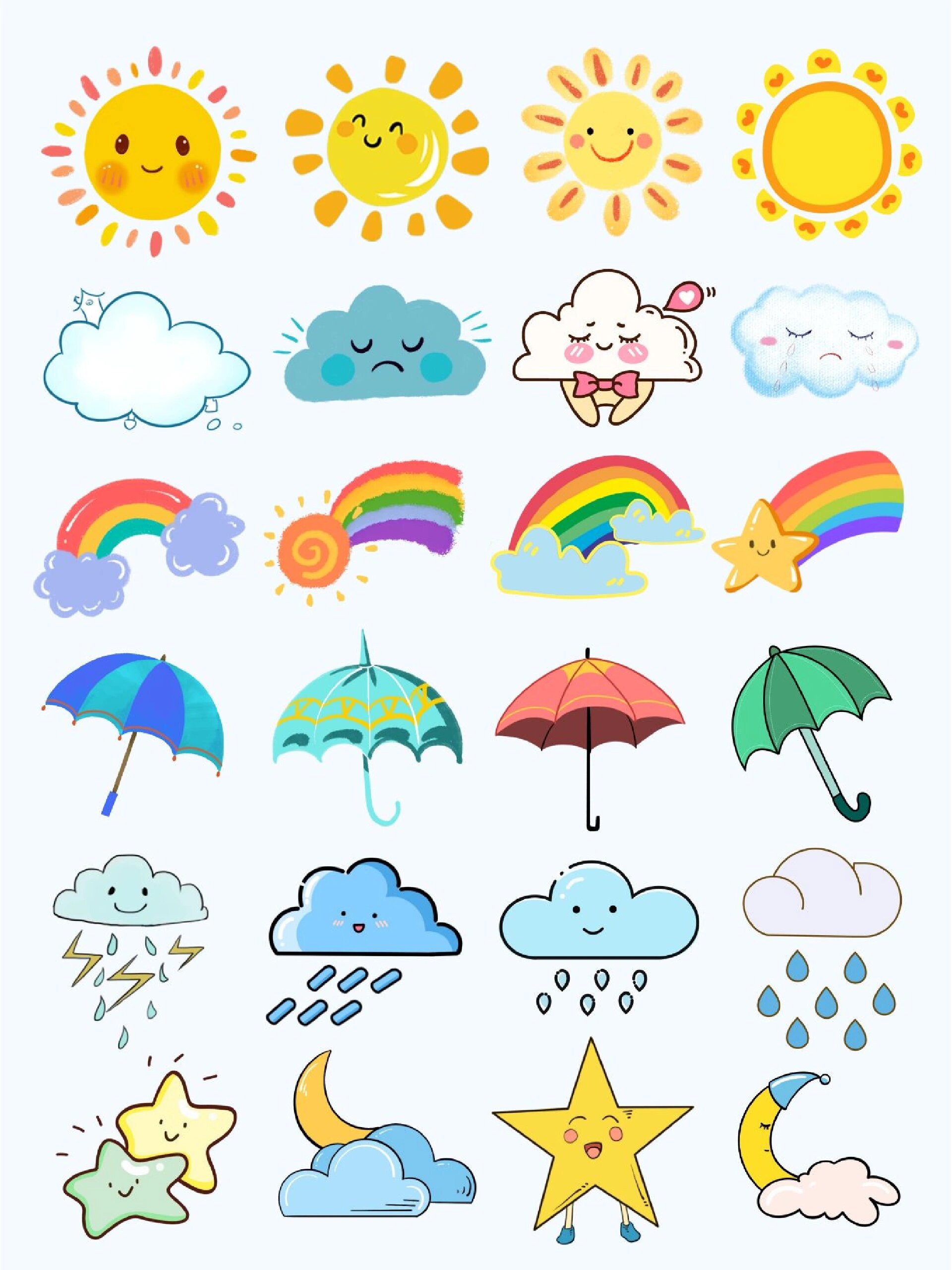 免抠素材|卡通天气贴纸素材|png免抠