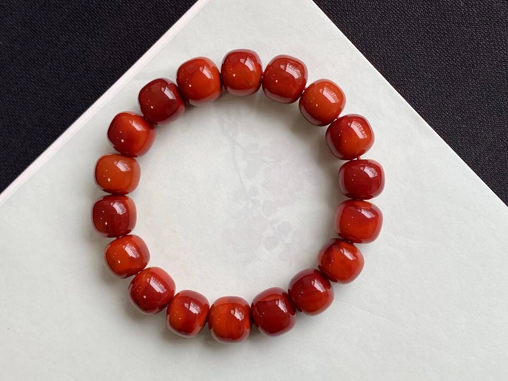 凉山瓦西料南红老型手串 收藏级瓦西南红老型珠单圈手串!