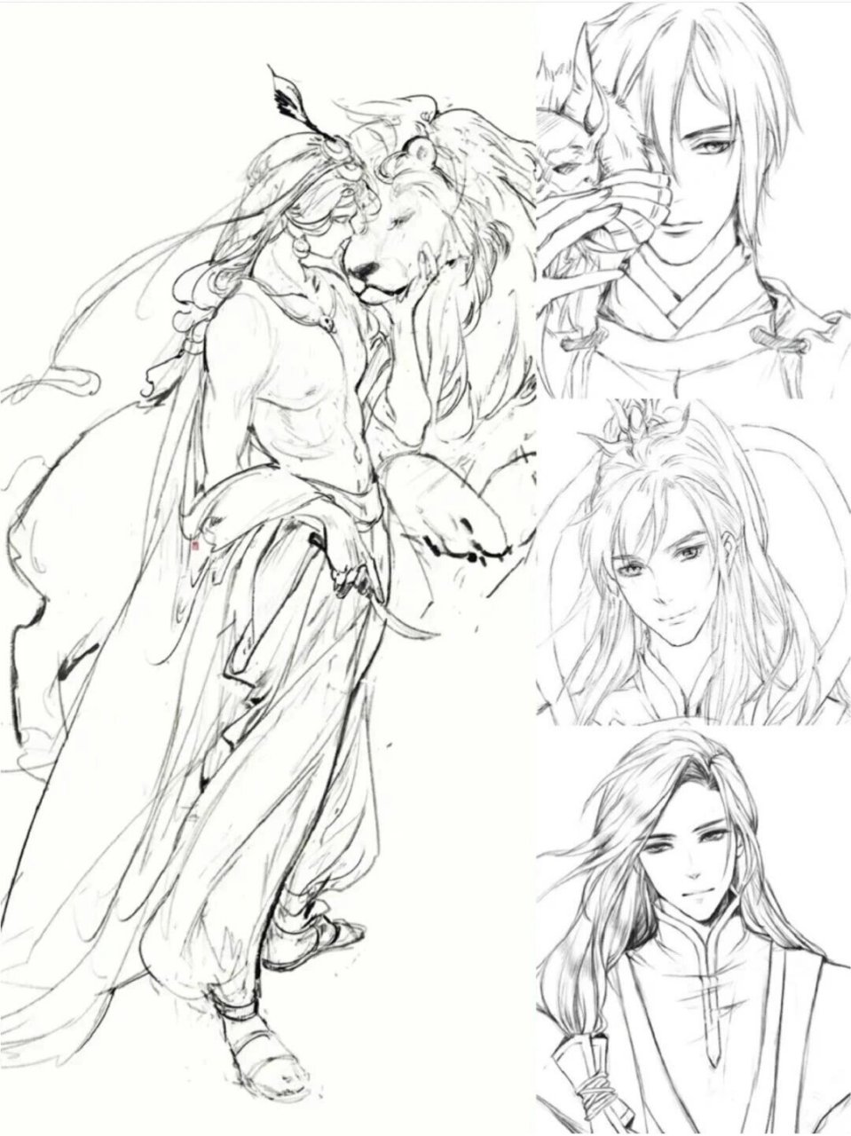 古风美男 线稿合集