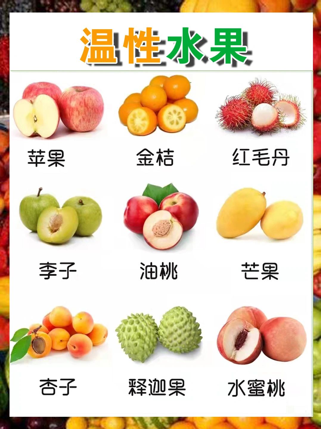 日常水果属性图表