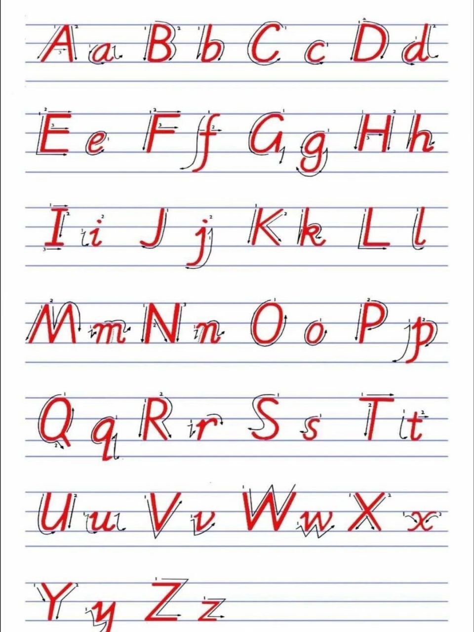三年级必学手写体26字母 26字母手写体占格 包括写法都在这里了 拿去