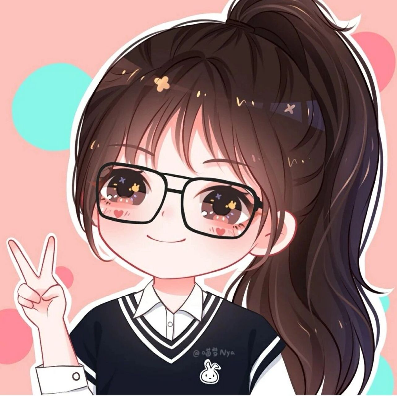 卡通q版可爱女生头像/学院风高马尾 你们要的高马尾拿去吧!