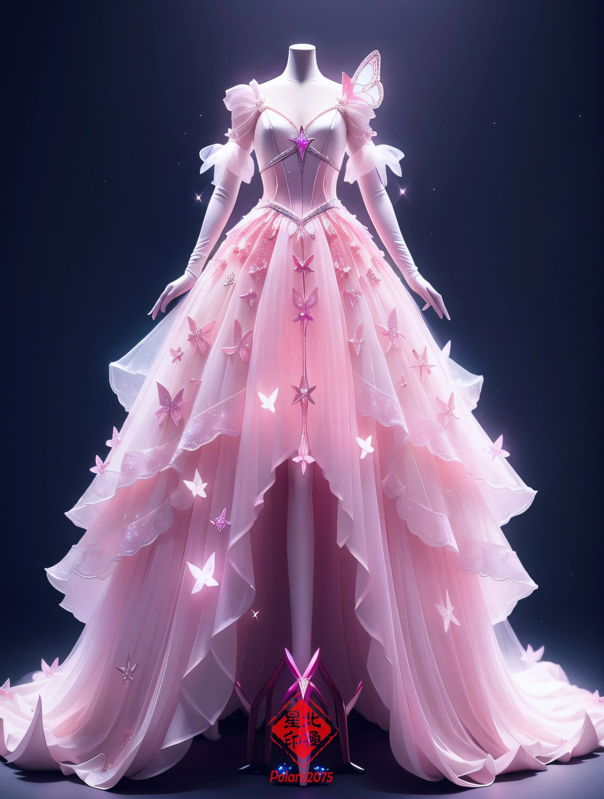 粉色系的璀璨星空裙,仙女裙,骑士服