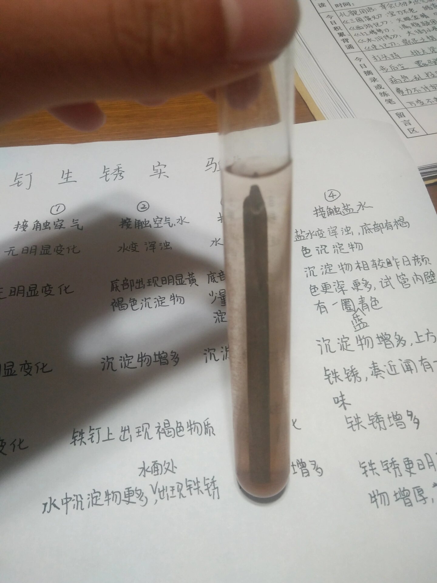 铁钉生锈实验