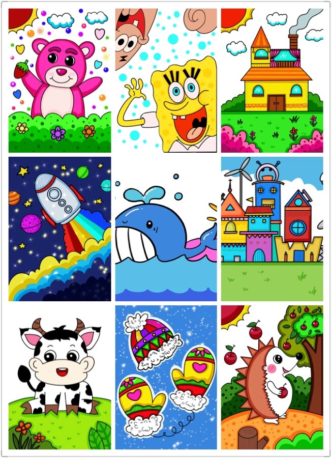 动物 房子 合集 创意画 儿童画 简笔画