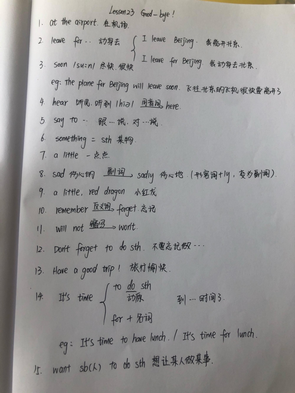 冀教版六年级下册英语笔记22-23