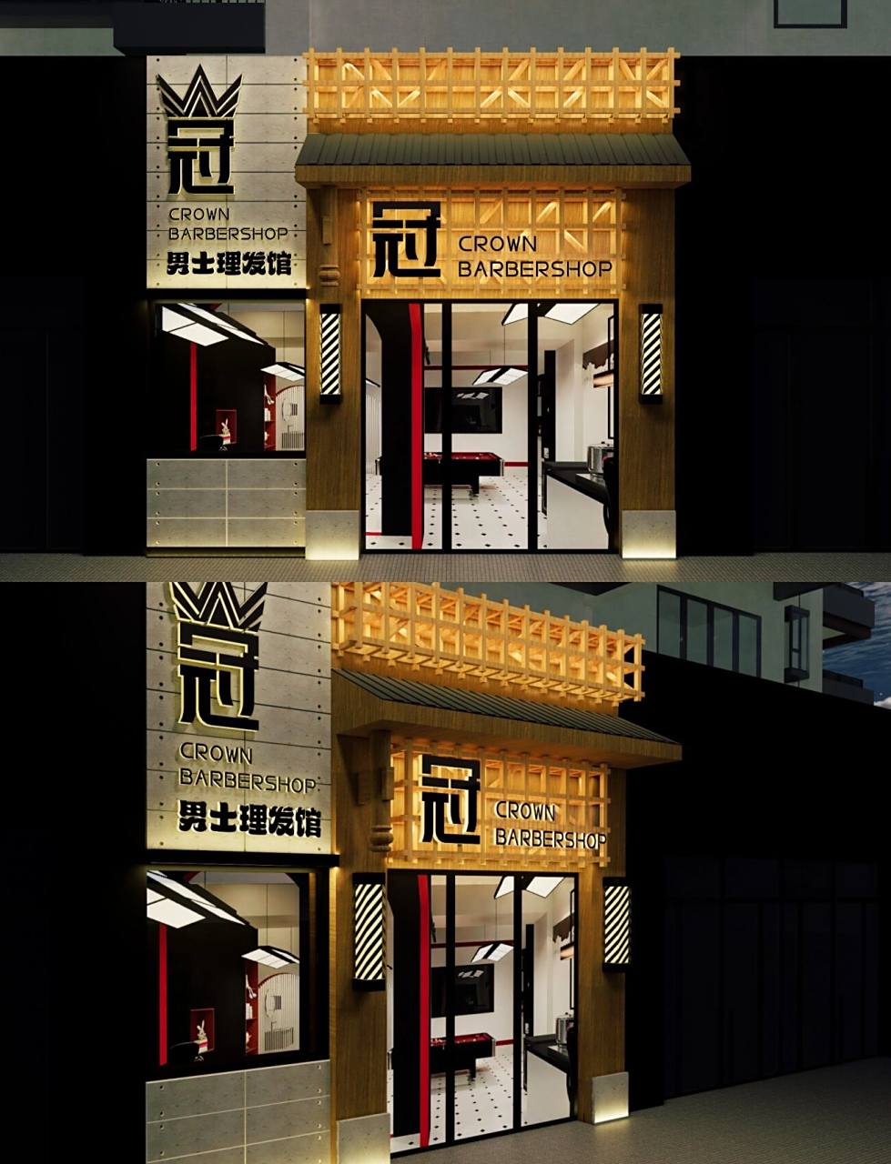 男士理发店门头设计|这个设计可以满分