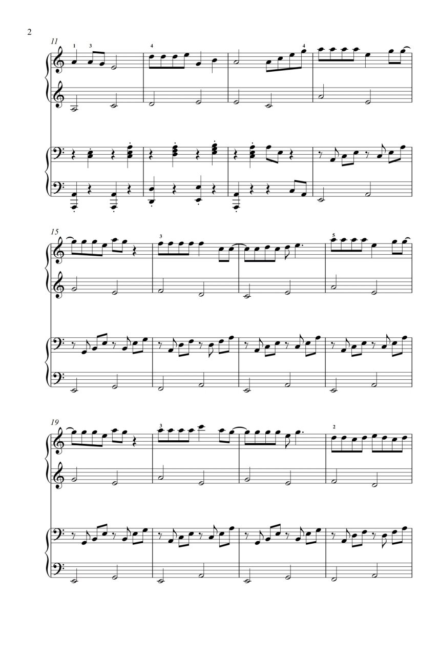 西游记主题曲《白龙马》四手联弹钢琴谱分享 分享一首简单好听的四手