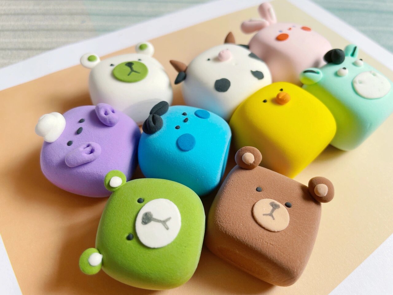 超轻粘土|方块动物 把可爱的动物做成了方块 还不错 挺可爱的 抹茶的