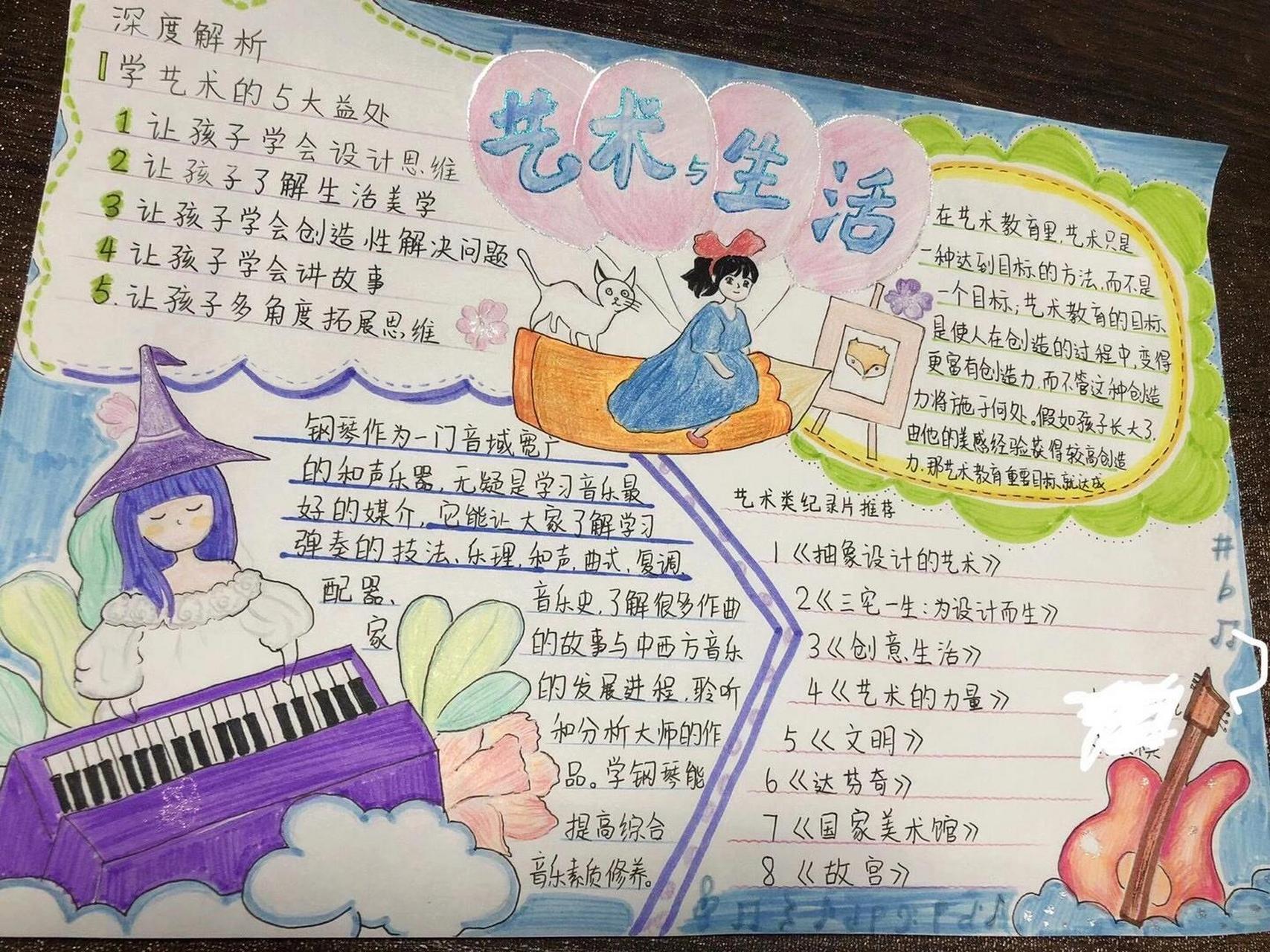 关于艺术教育的手抄报 这是我娃一年级时的第一张手抄报,在我上学时也