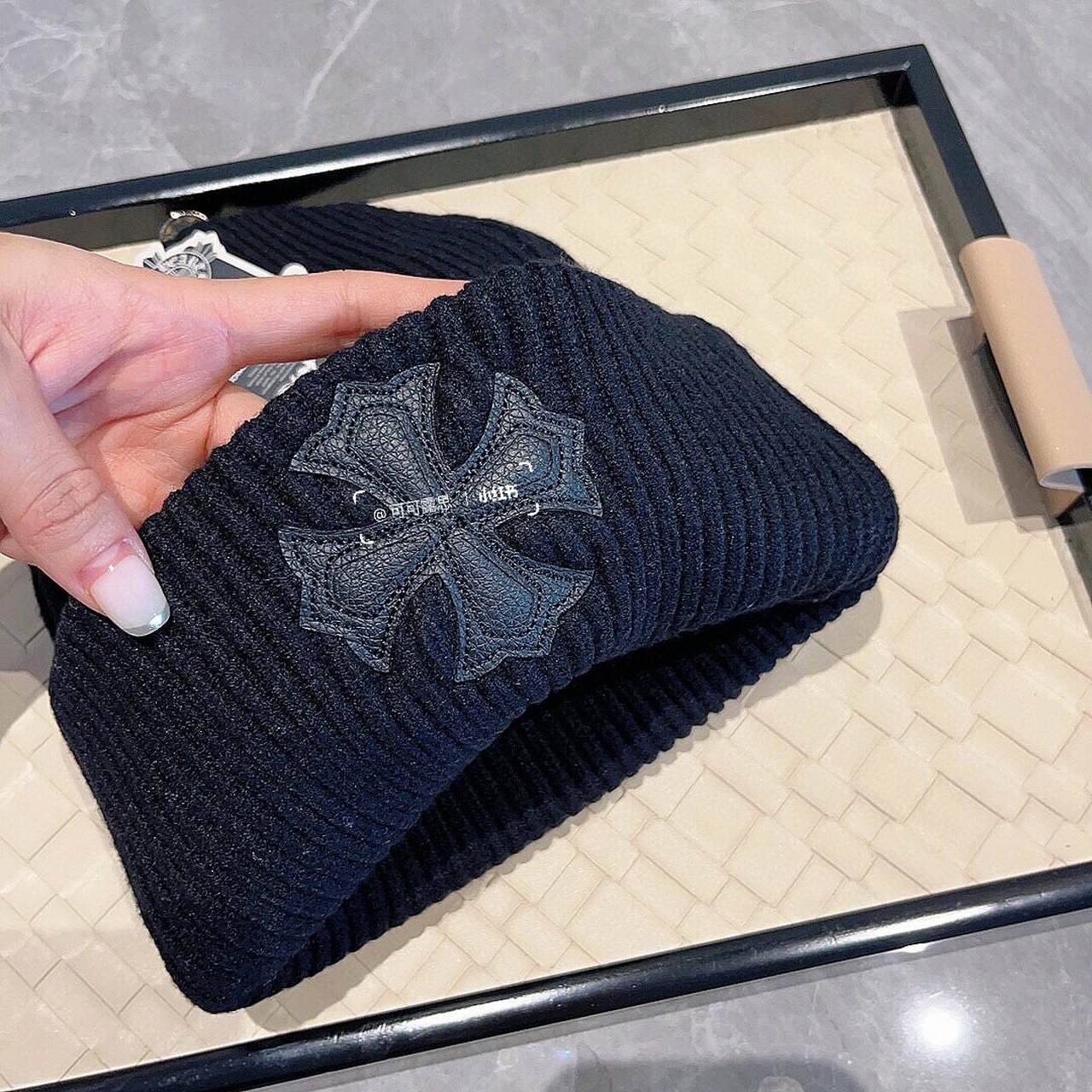 明星同款 | 克罗心十字架79帽子90 克罗心ch新款皮标针织毛线帽