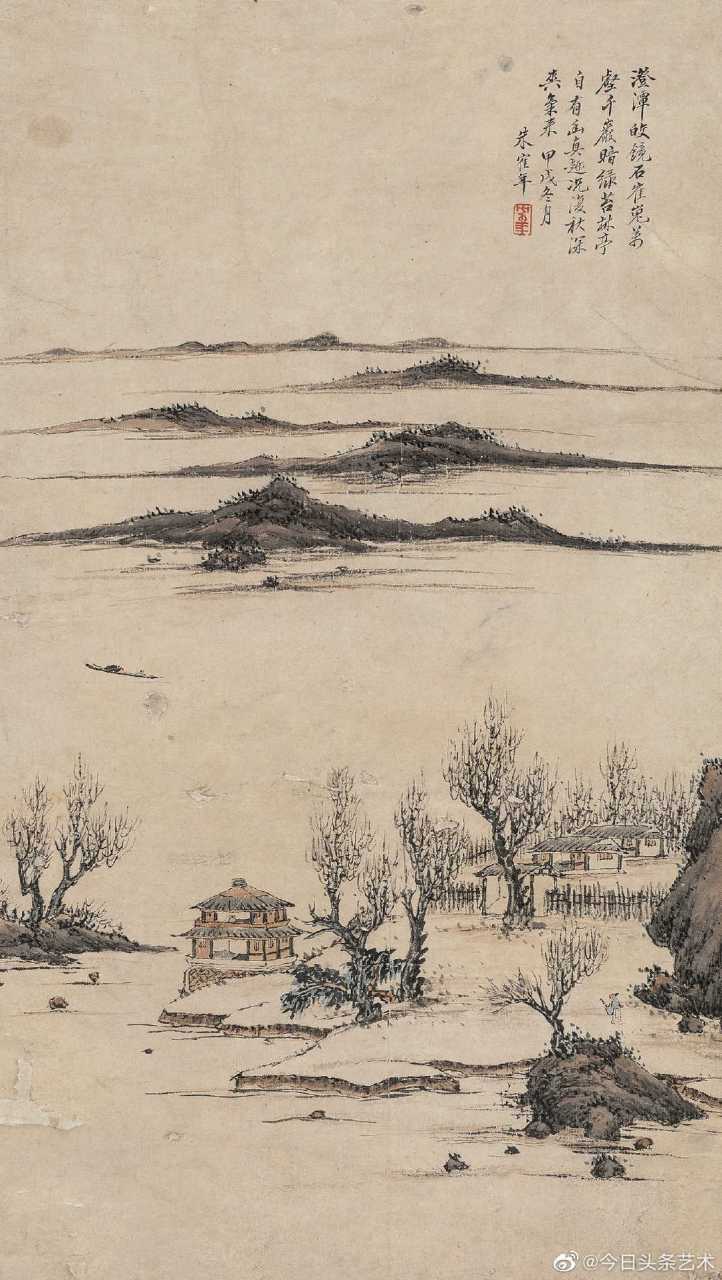 【 清代画家朱鹤年山水画 】  朱鹤年(1760—1844年),字野云,号野堂