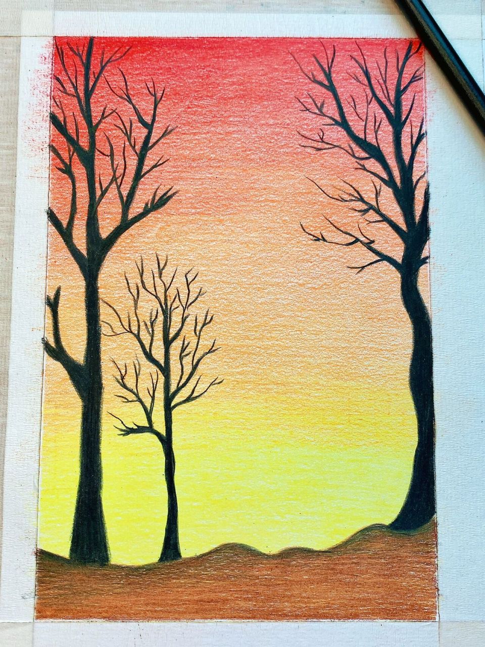 彩铅风景画 过程图 基础风景画