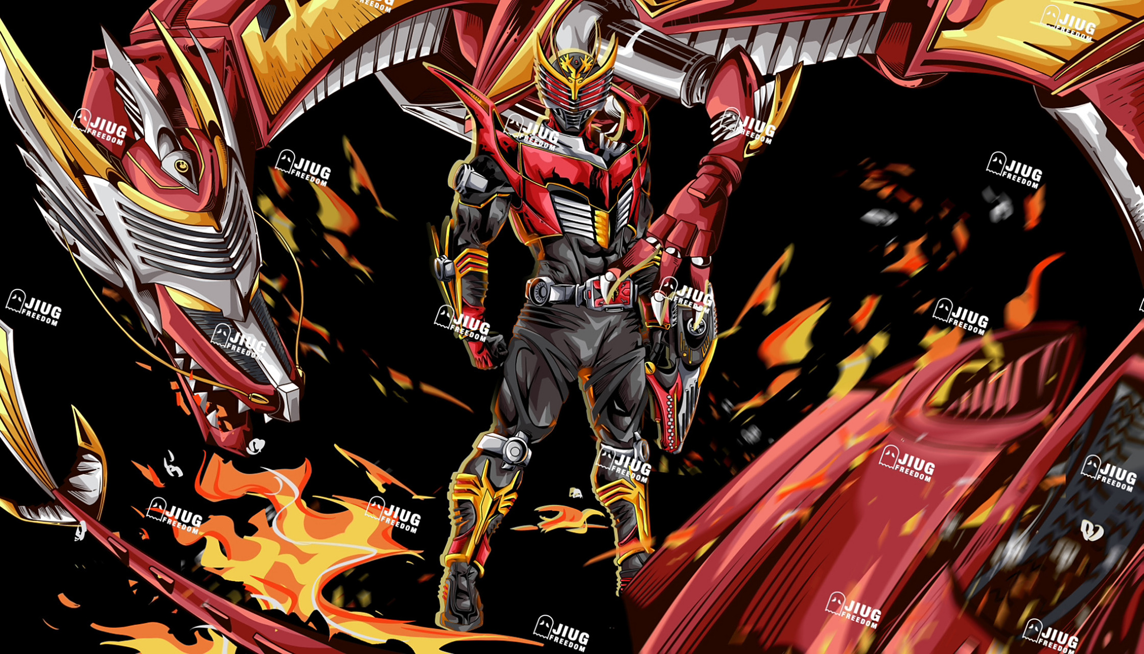 假面骑士龙骑生存形态电脑壁纸约稿 #假面骑士# #电脑壁纸# #壁纸