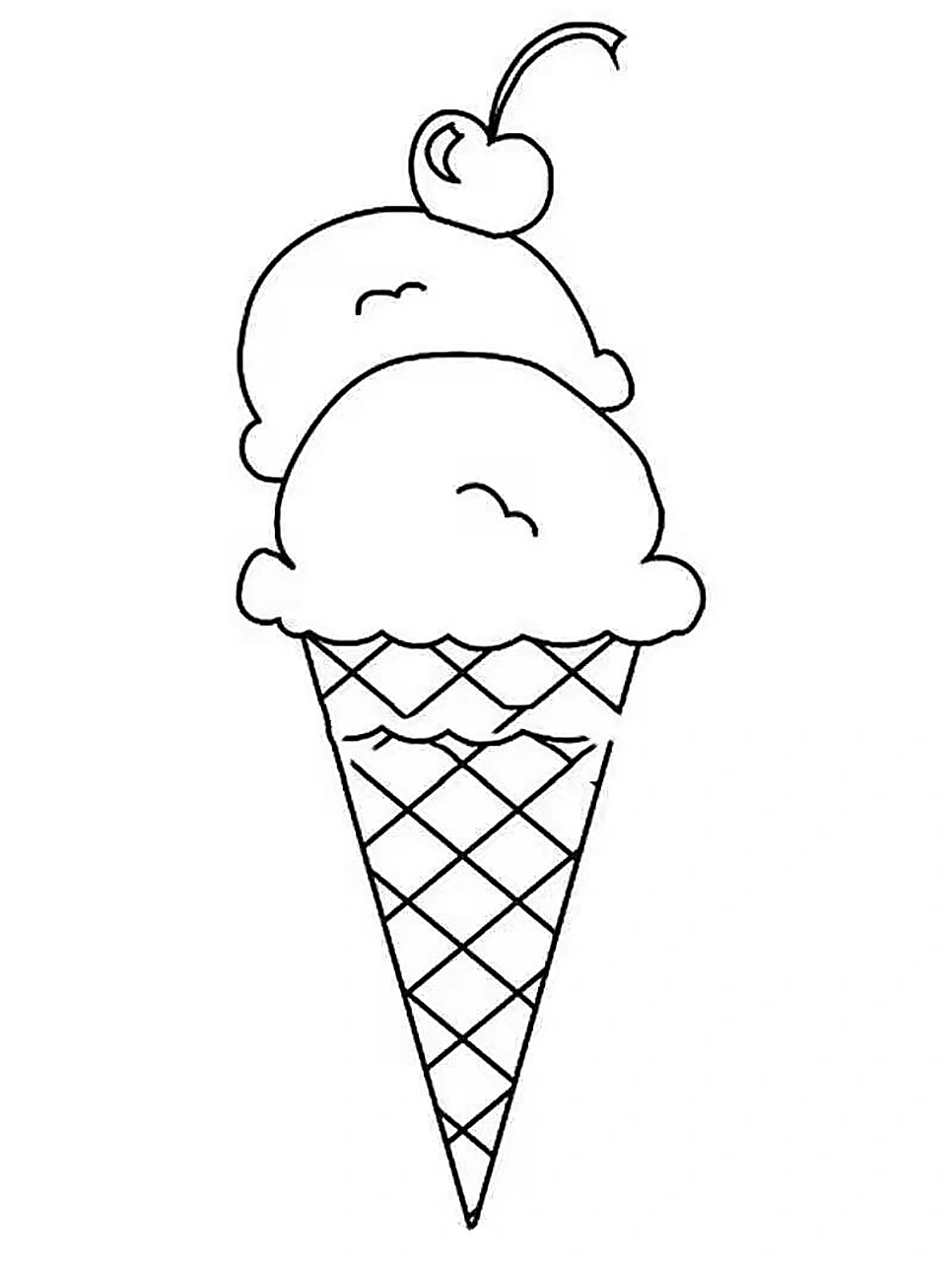 冰淇淋90简笔画可打印 适合幼儿园小朋友涂色的冰淇淋90