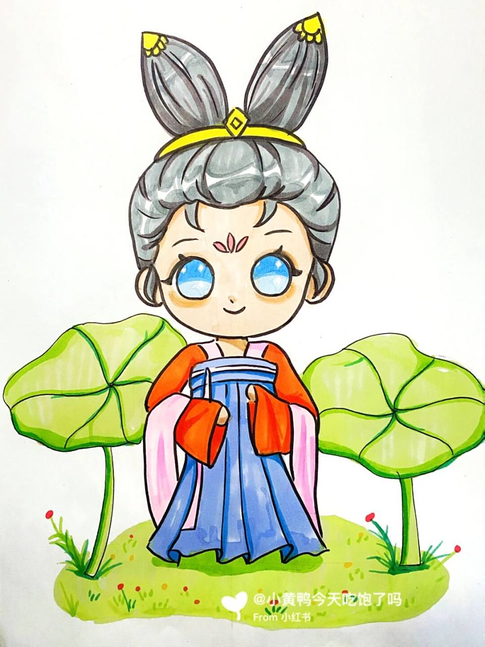 古风女生动漫 #卡通画# #马克笔# #儿童画# #古风女生人物# #古风动漫