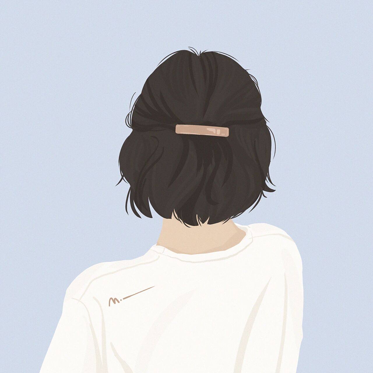 扁平插画|背影头像 应粉丝要求短发小姐姐背影头像来了!