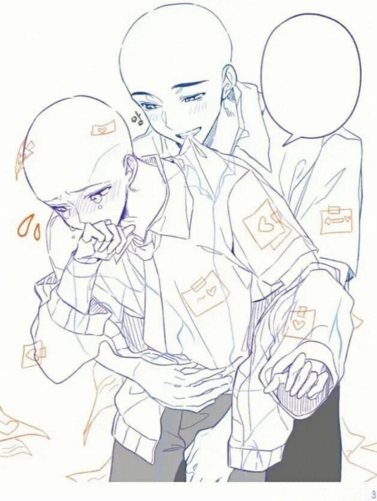 【绘画素材】情侣cp双人互动线稿,模板素材