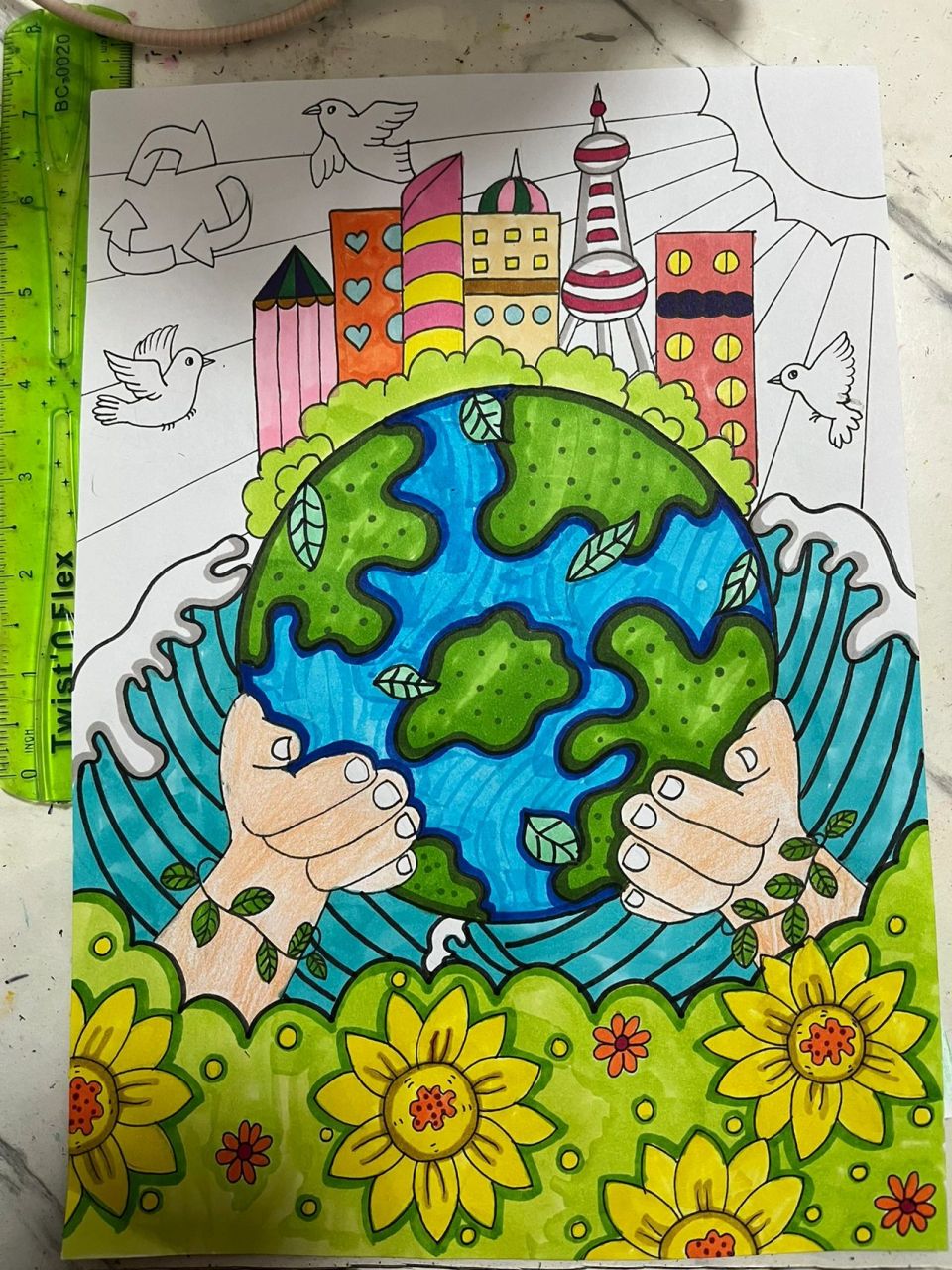 同一个地球同一个家园(环保主题绘画)