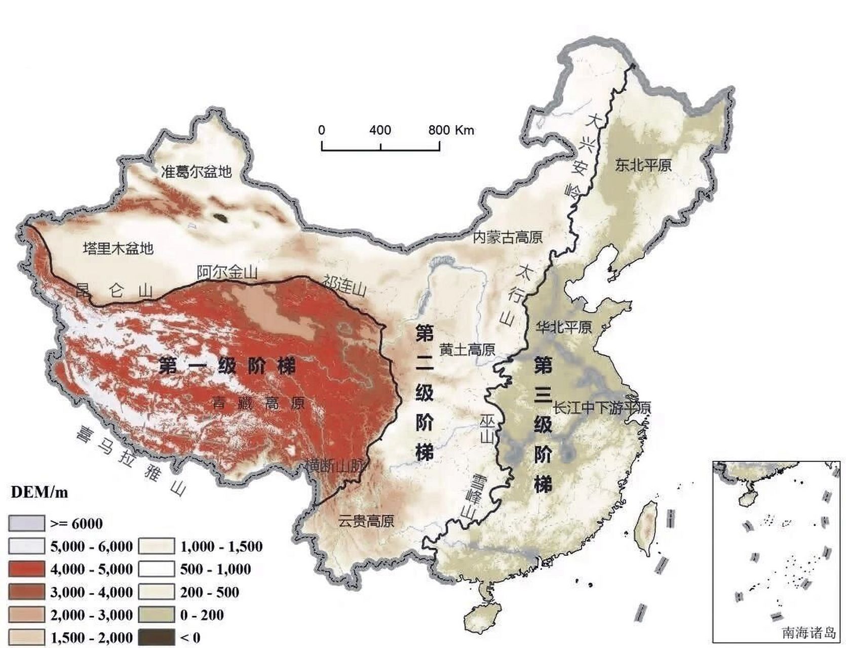 中国地势图三大阶梯图片