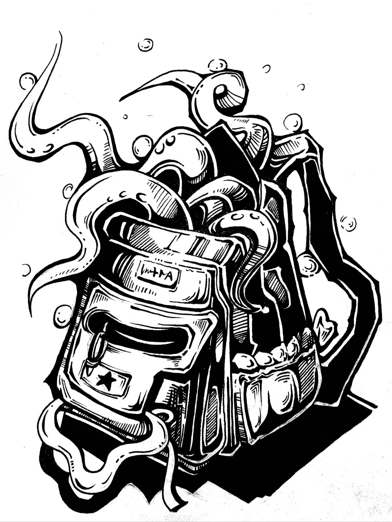 视传手绘黑白单体装饰画 有部分是临摹,侵权删,今天也在画画,画黑白