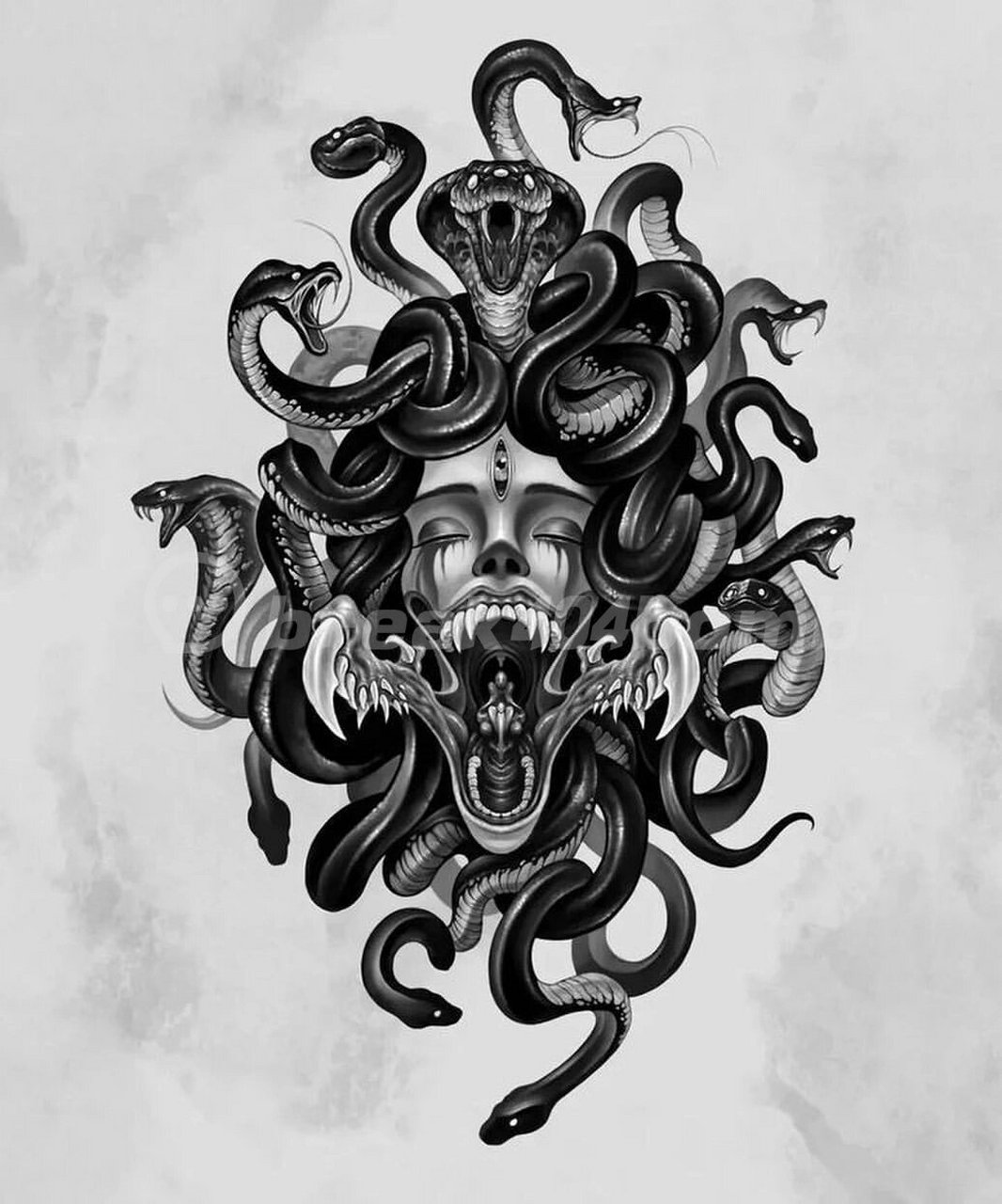 10张暗黑风格纹身手稿蛇纹身blackwork 暗黑纹身,适合遮盖小图也可以