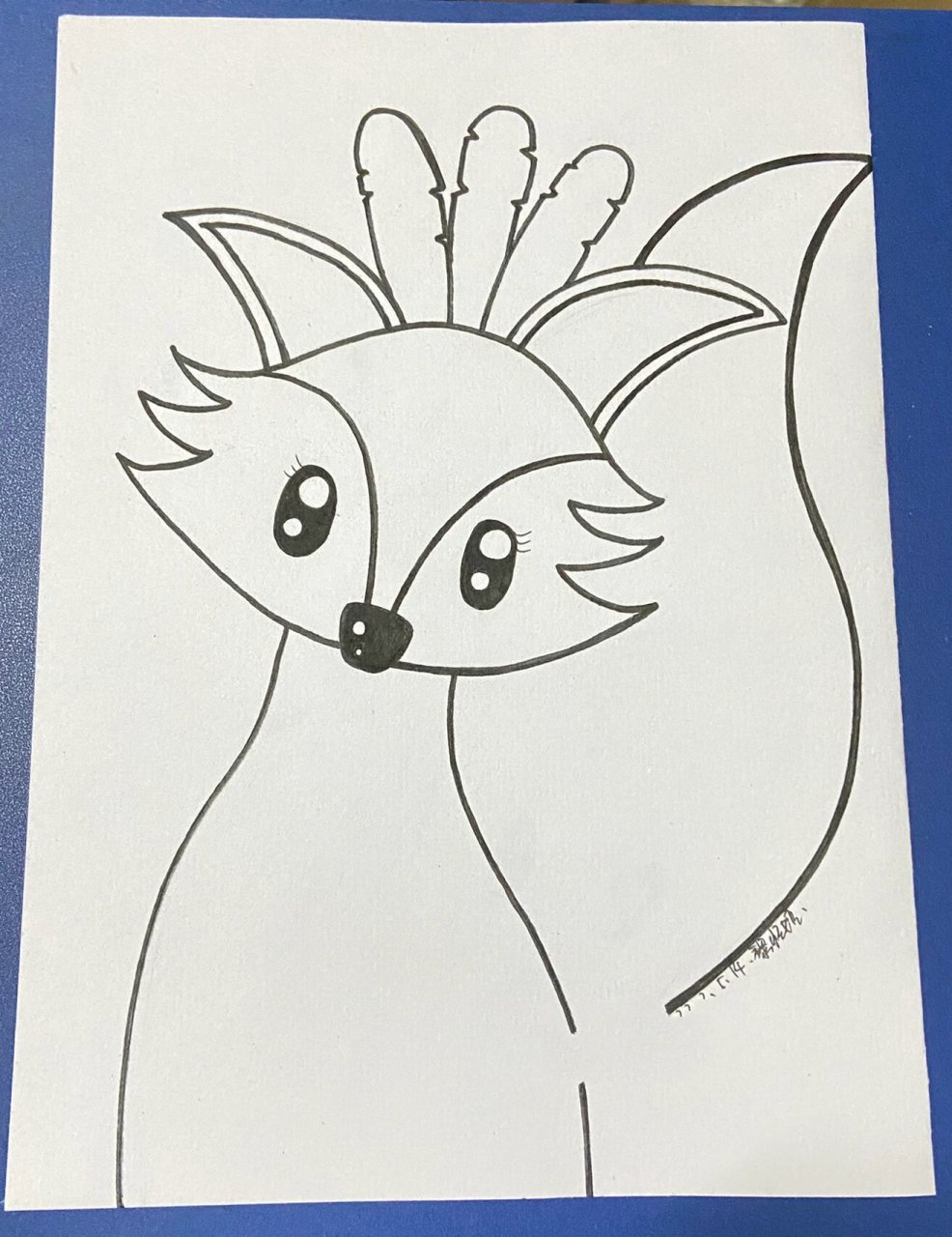 黑白线描装饰画 《小狐狸02》