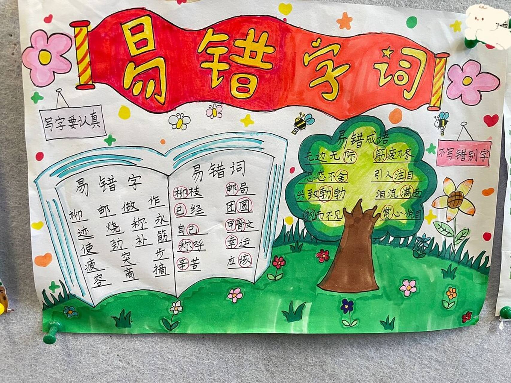 二年级学生自己做的易错题手抄报 做的很不错