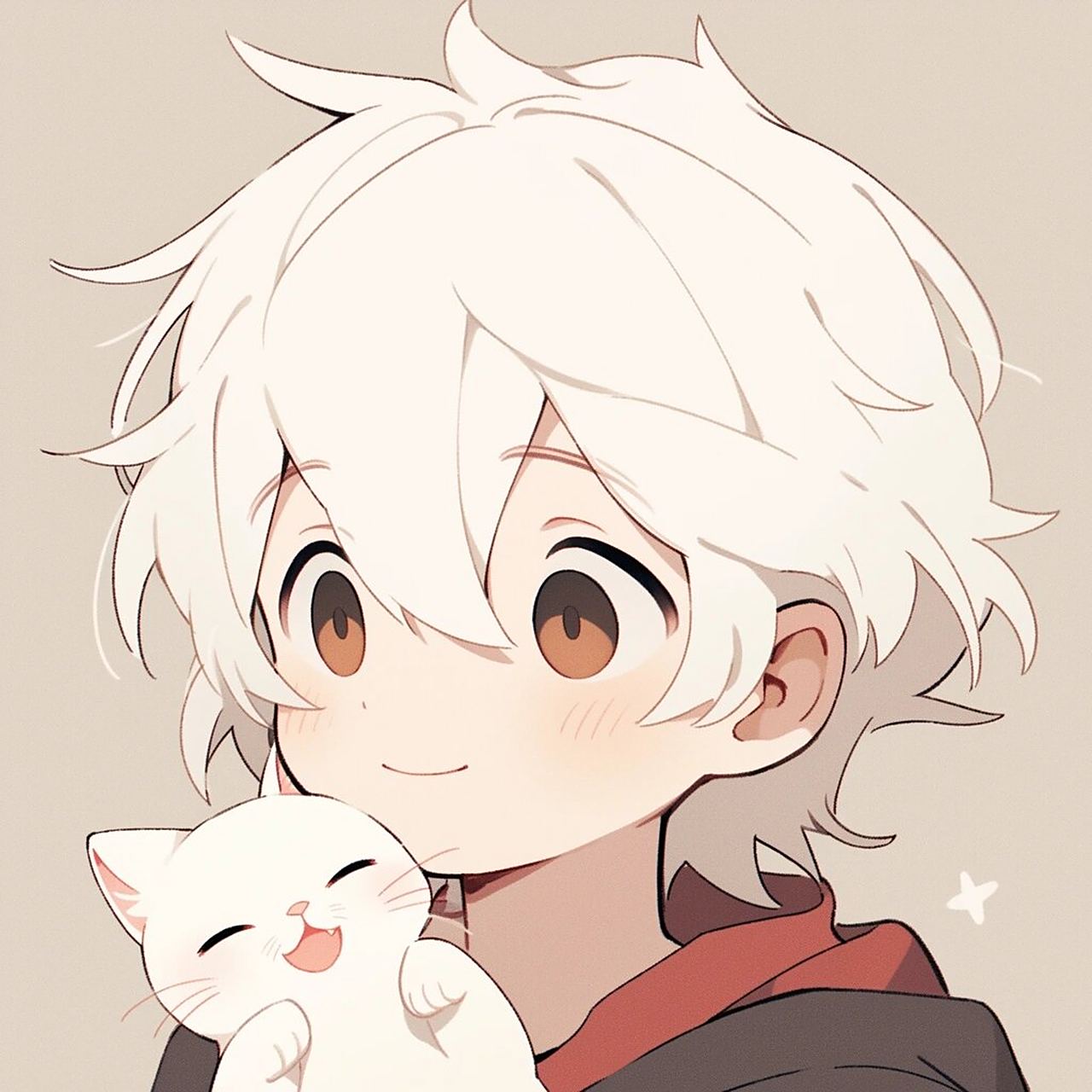 可爱加倍|少年与猫动漫头像 这次有多画风融合喔78#动漫男头# #动漫