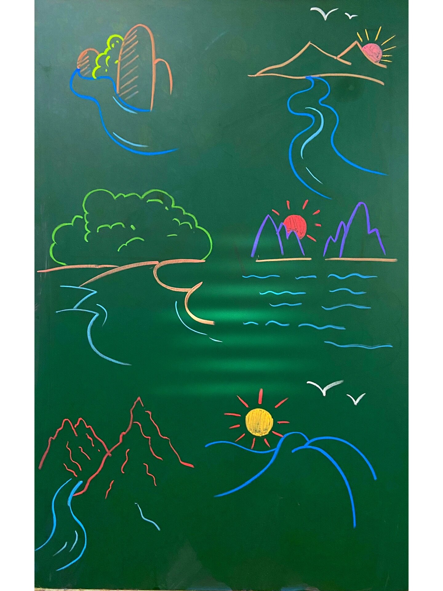 黑板报|粉笔画简约风景画