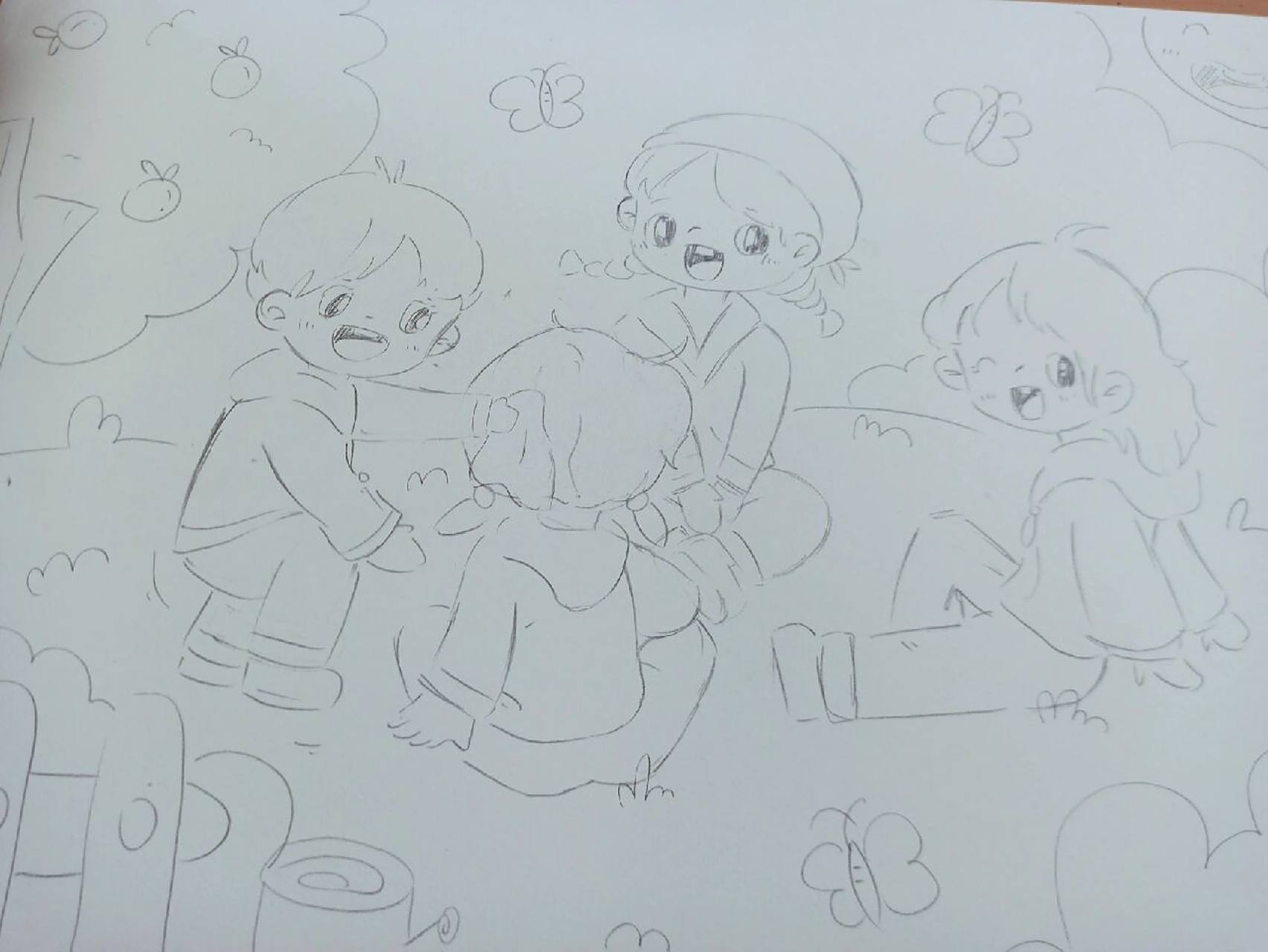 《丢手绢》儿童画