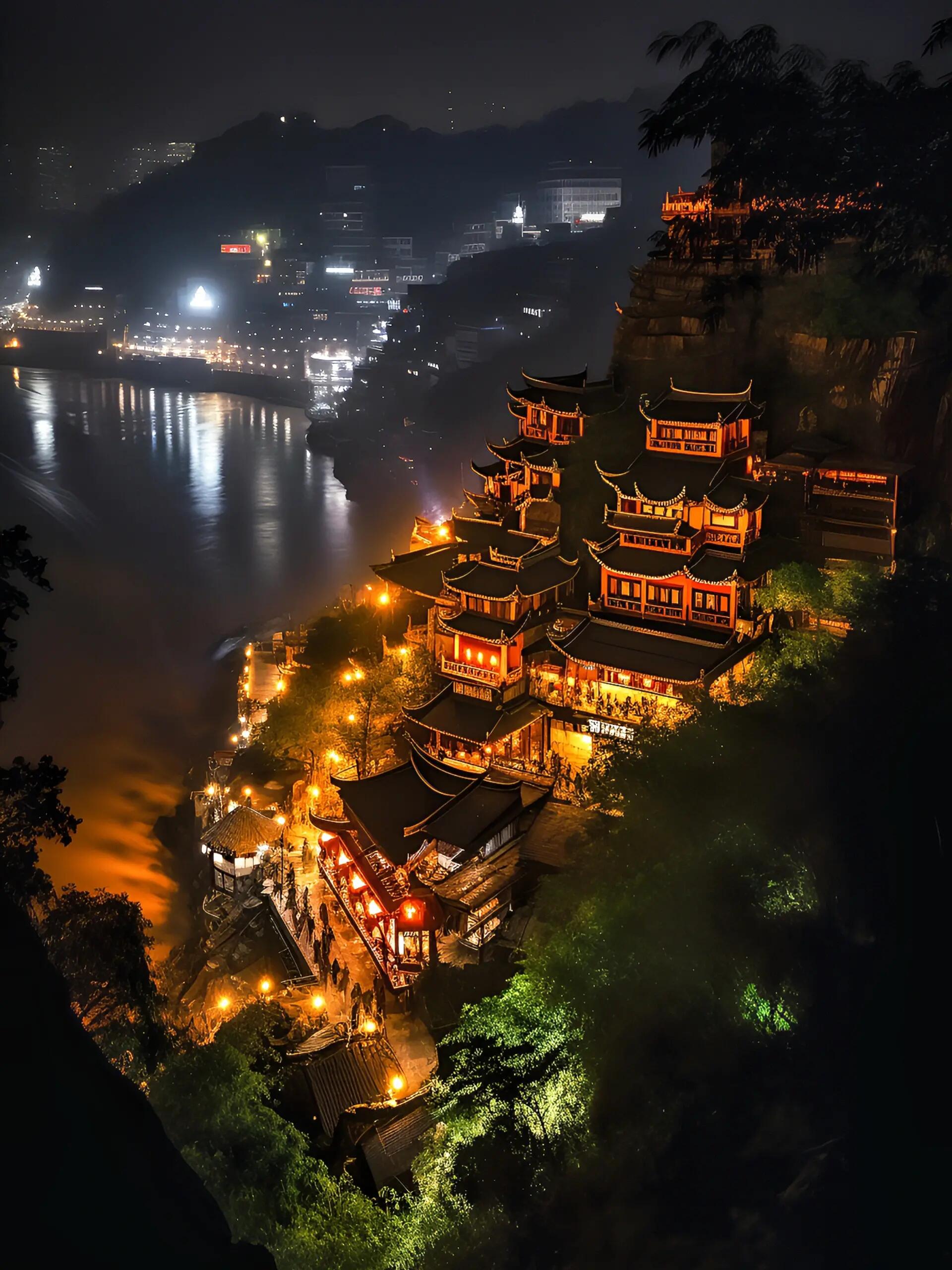 重庆洪崖洞夜景:灯火辉煌,风光旖旎