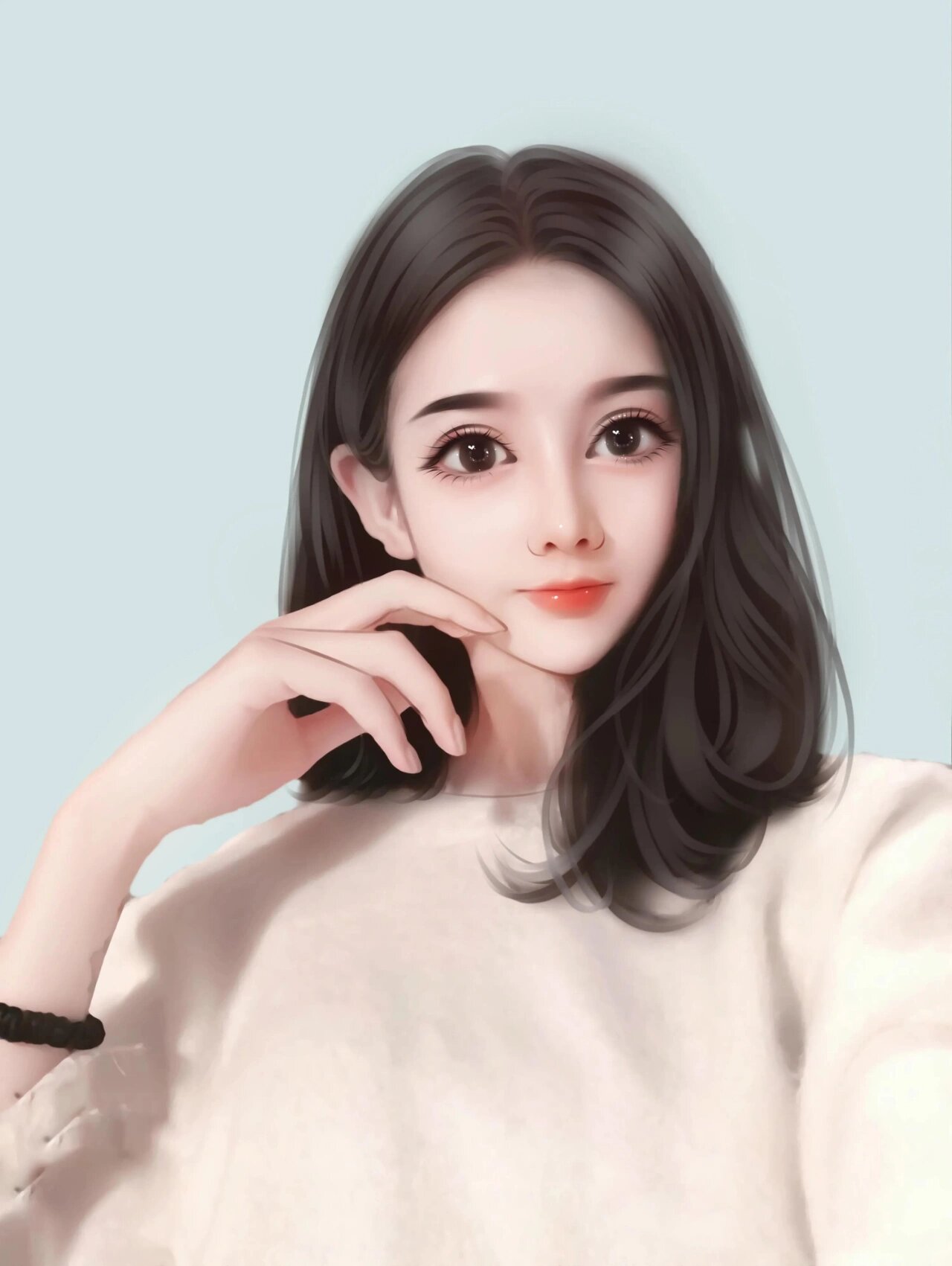唯美气质的女生手绘头像,看着太好看了